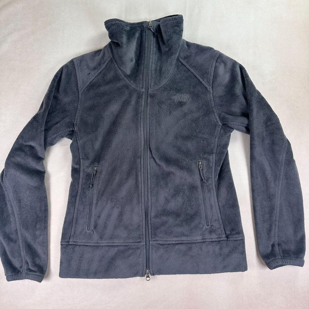 The North Face Womens Medium Gray Fleece Jacket Full Zip Soft Plush Outdoor